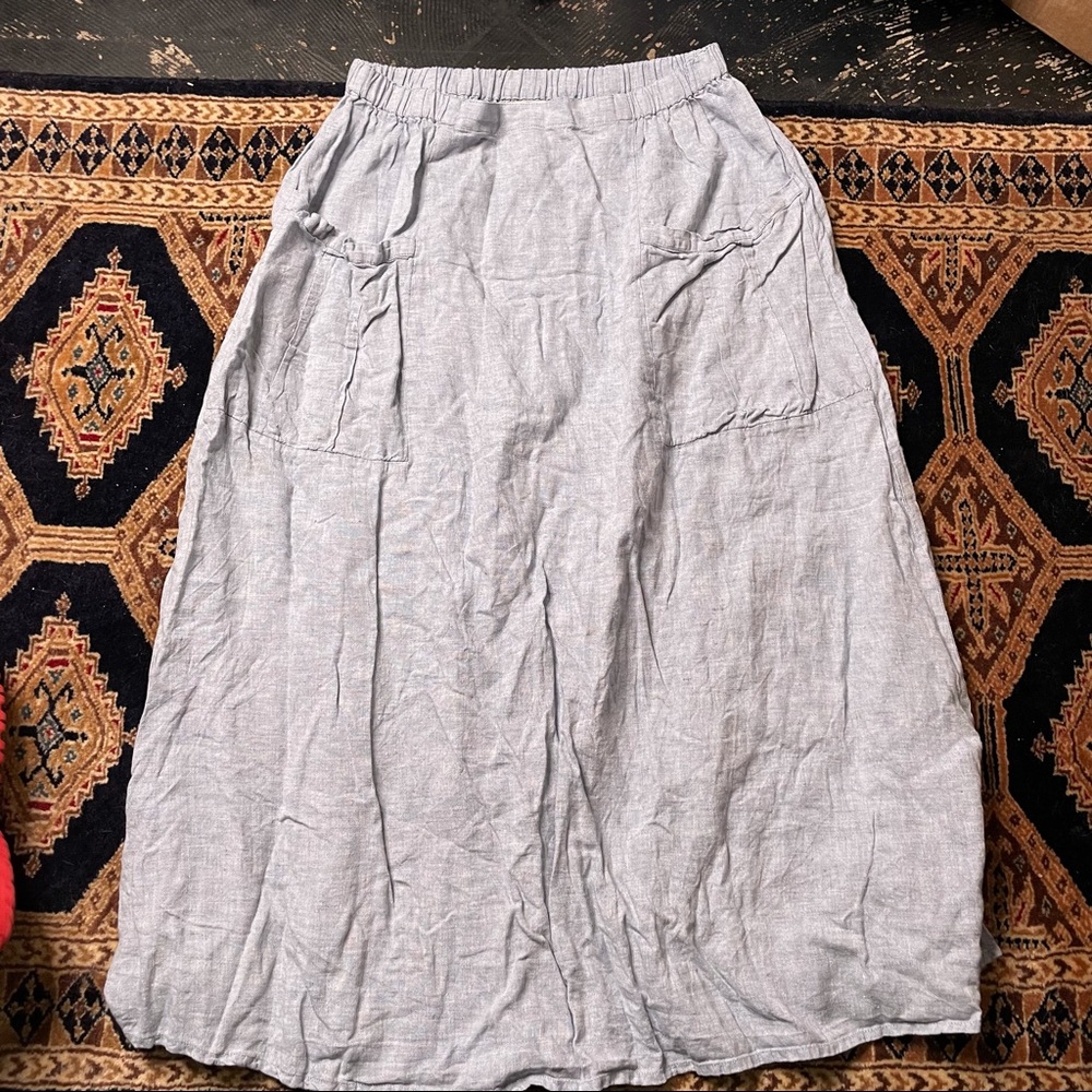flax linen pocket skirt